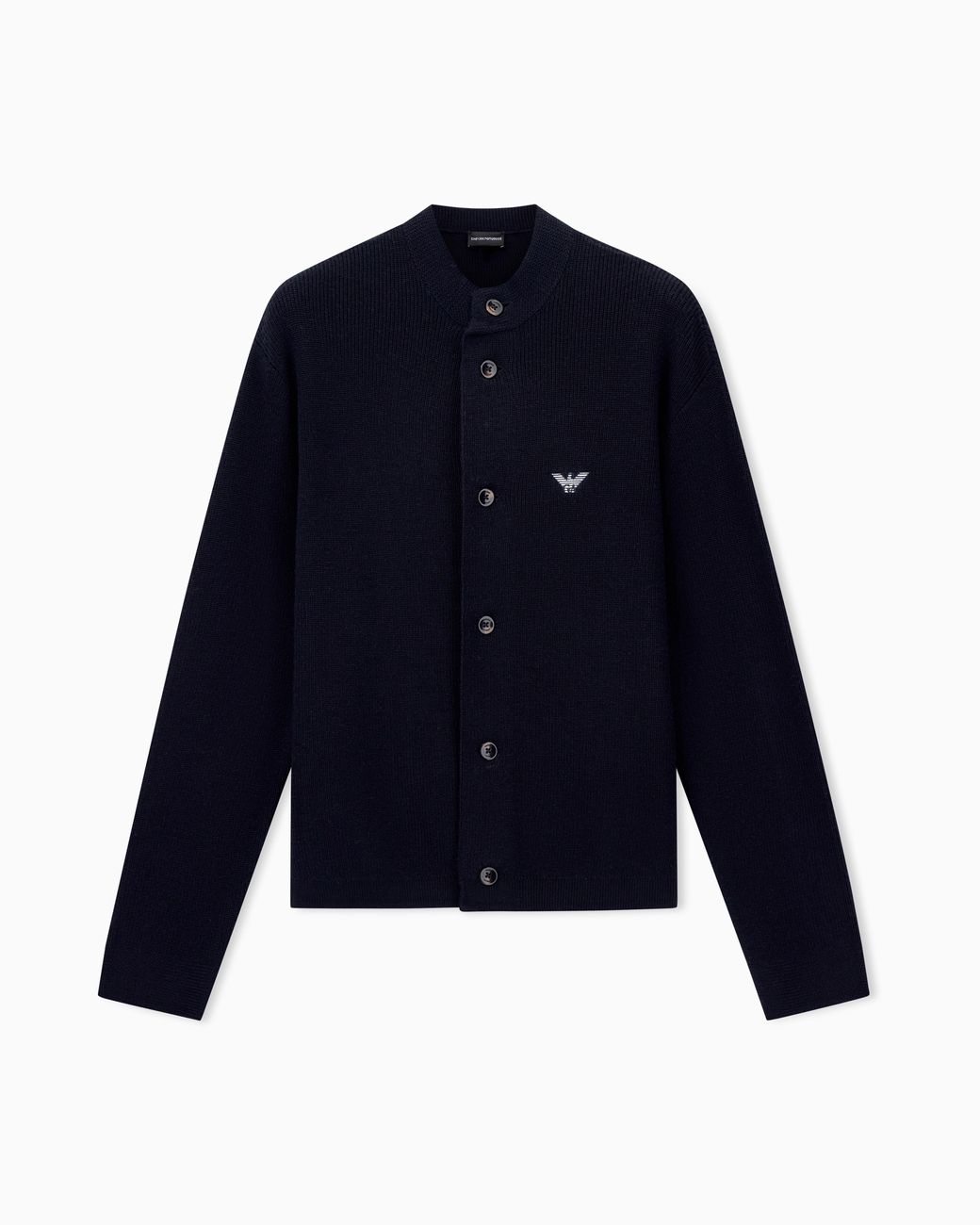 Emporio Armani Blue Half English Rib Virgin Wool Blend Cardigan Hong Kong Capsule Collection Collection for men