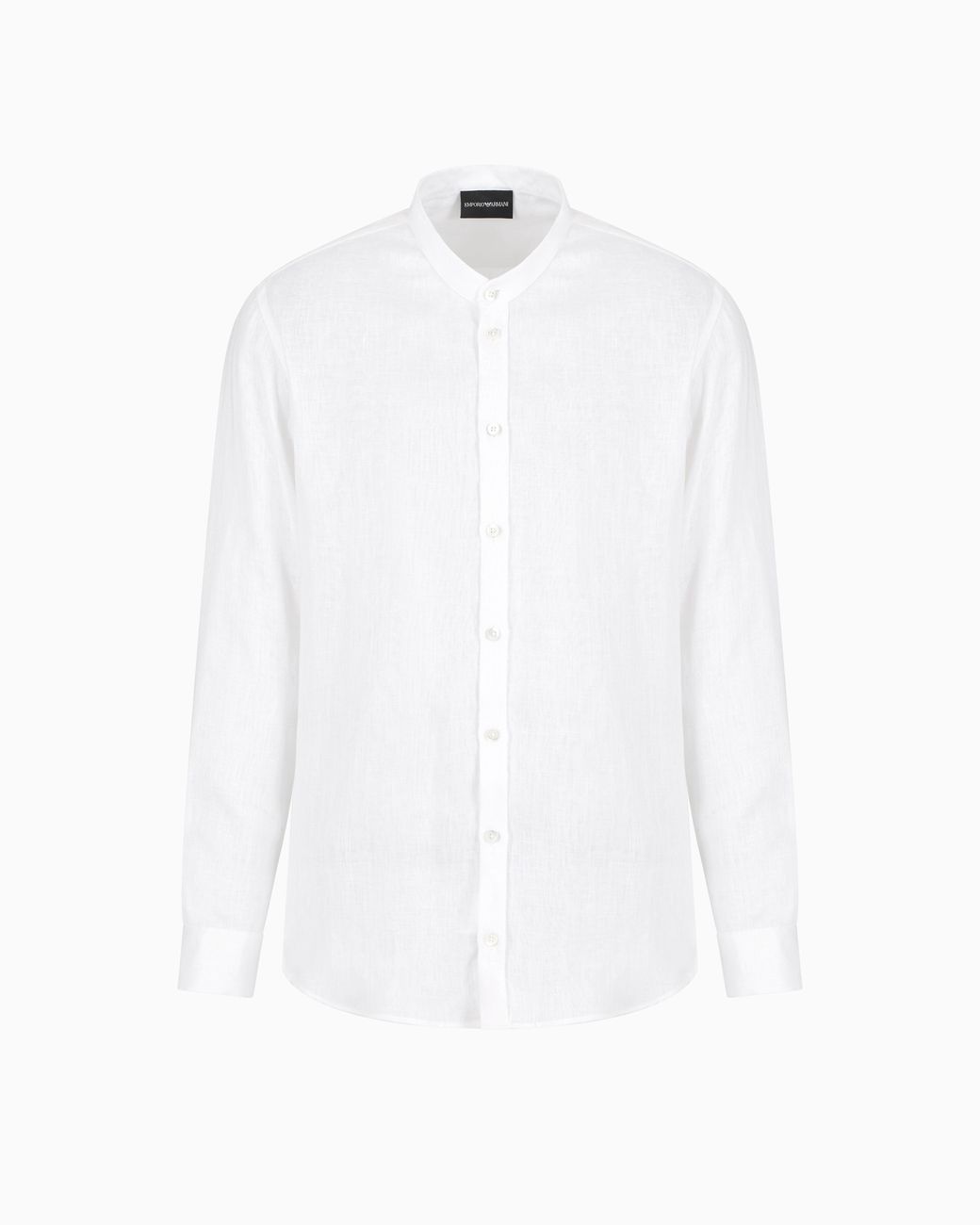 Emporio Armani White Linen Chambray Shirt With Guru Collar for men
