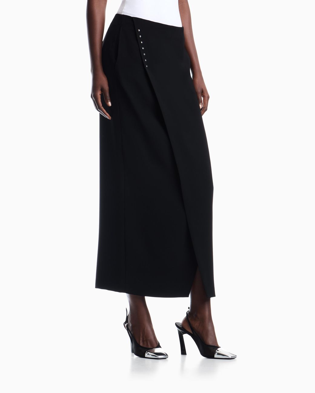 Emporio Armani Black Unlined Wrap Skirt