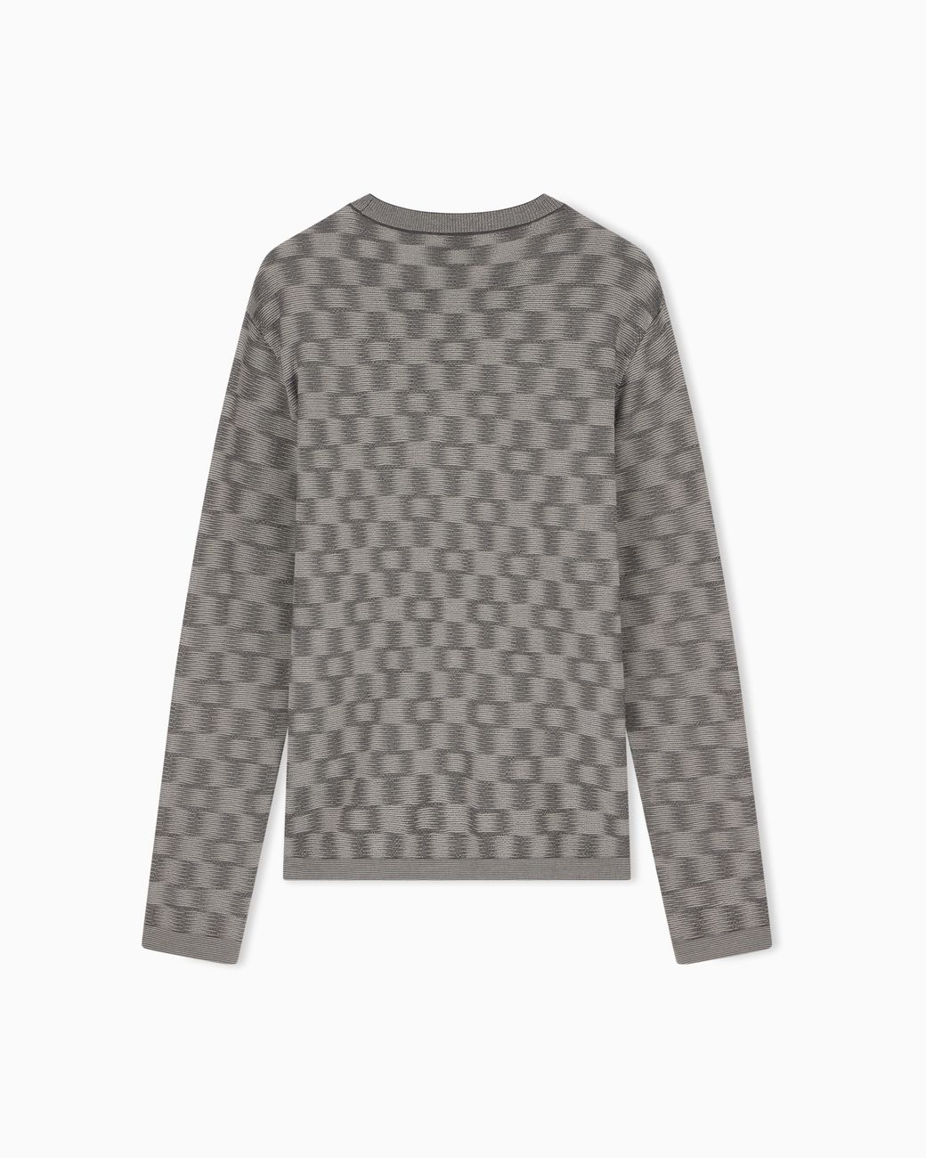 Emporio Armani Gray Pattern-Knit Virgin Wool Jumper Signature Capsule for men