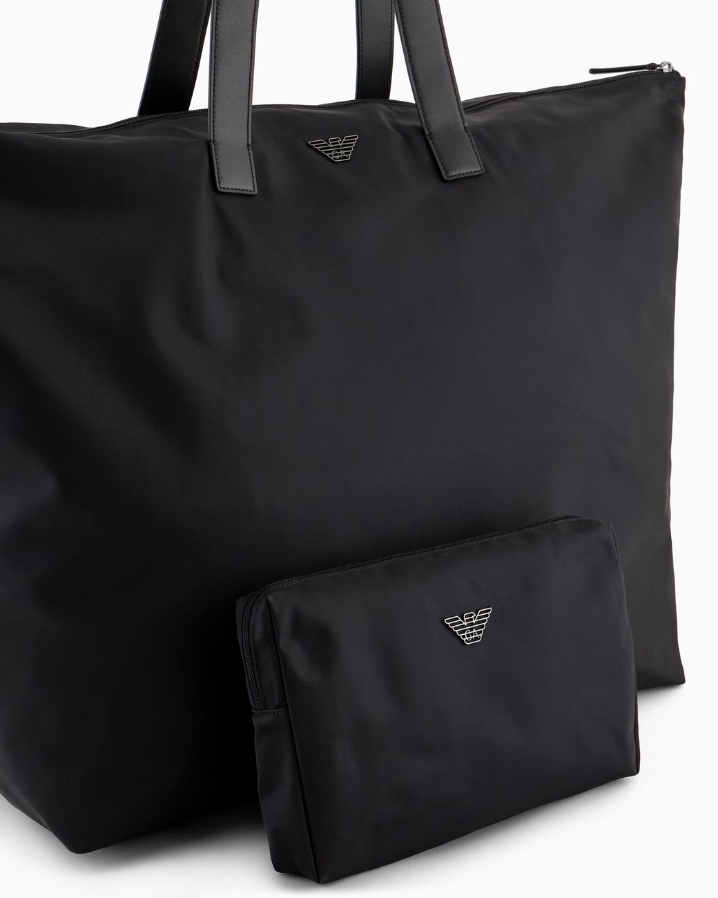 Emporio Armani Black Asv Large Recycled-Nylon Shopper Bag for men