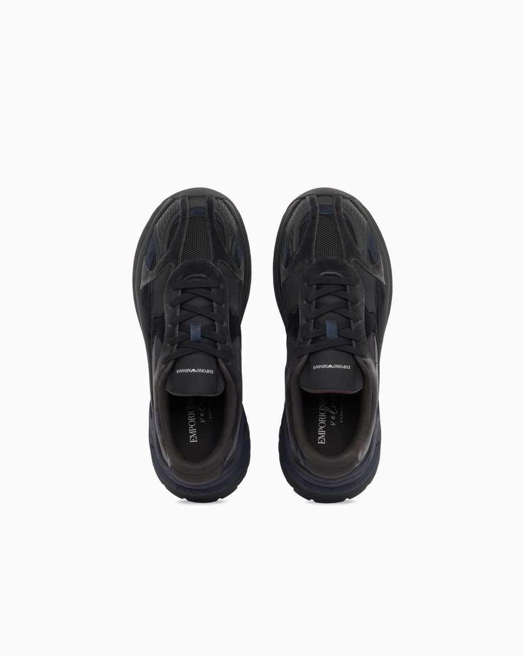 Emporio Armani Blue Sneakers With Mesh Suede And A Chunky Rubber Sole for men
