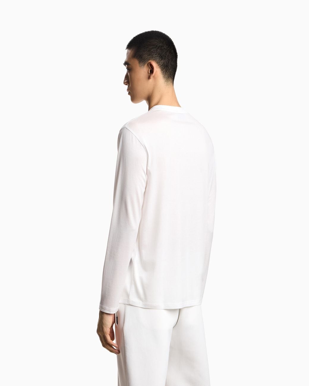 Emporio Armani White Lyocell-Blend Jersey Jumper With Embossed Eagle Embroidery for men