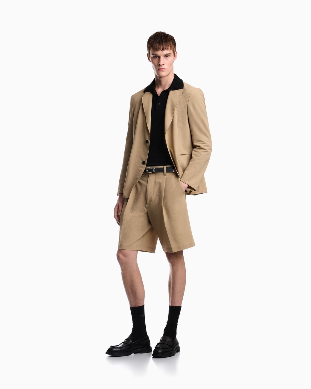 Emporio Armani Natural Seersucker Blazer With Down Padding And A Regular Fit for men