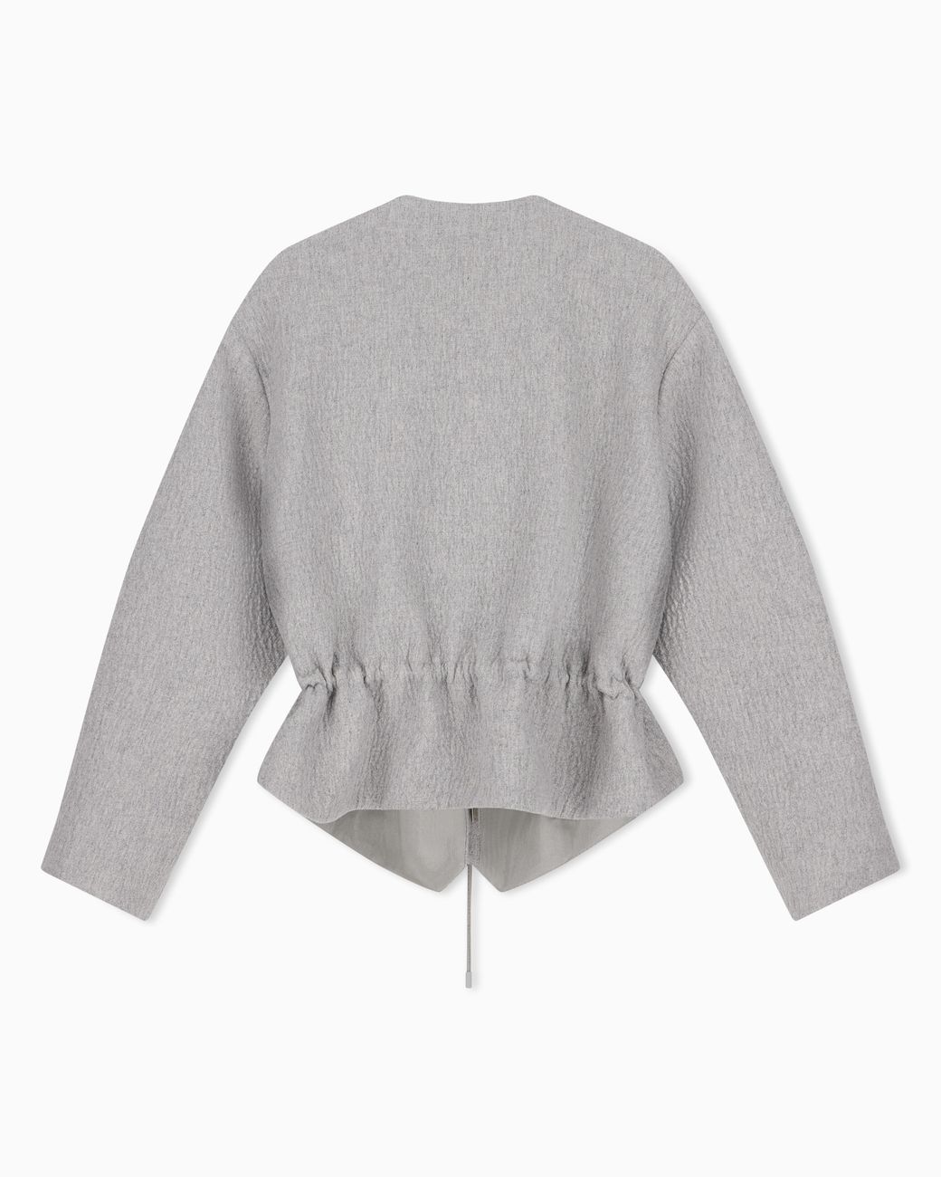 Emporio Armani Gray Wool Seersucker Blouson With A Drawstring Hood And Pockets