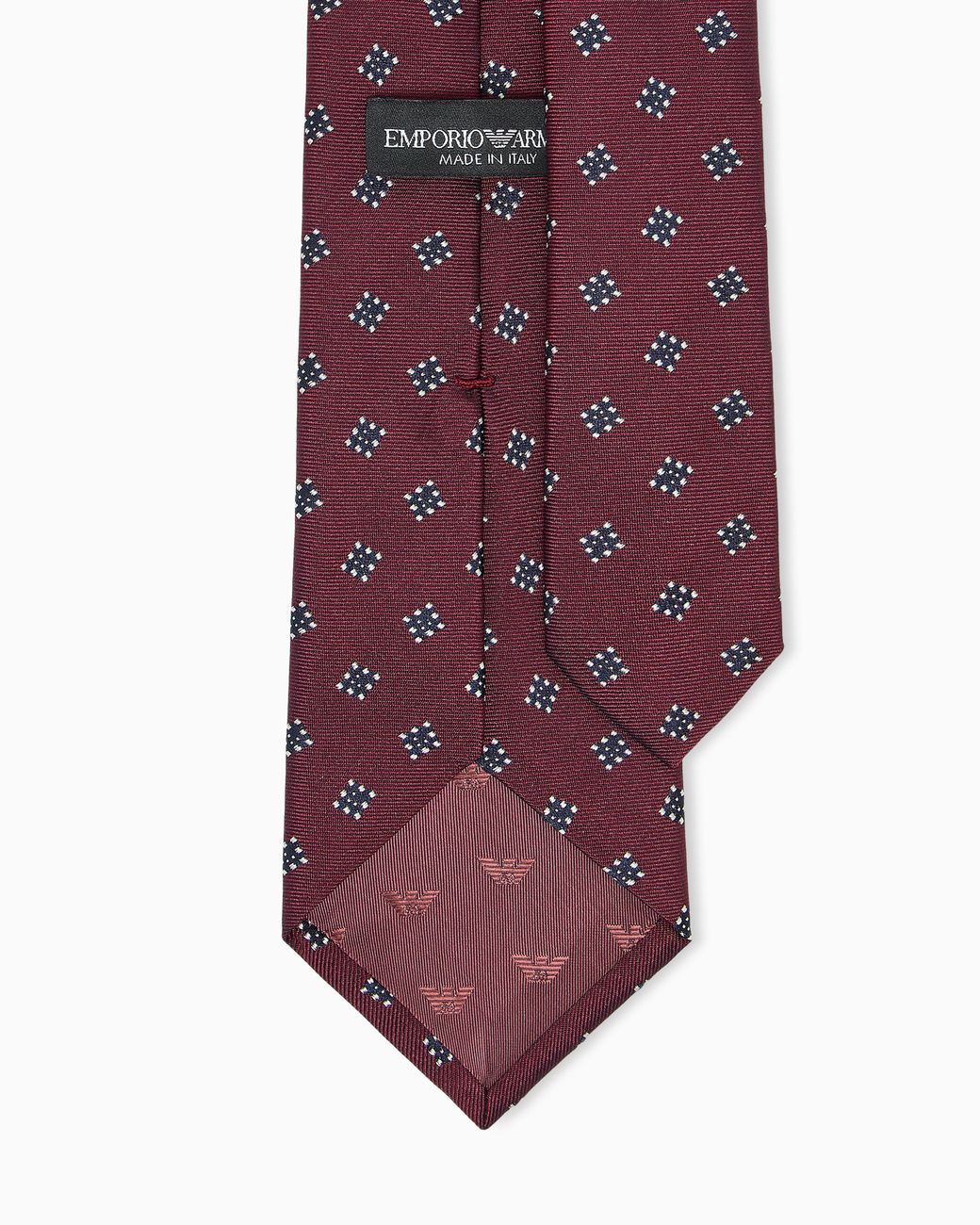 Emporio Armani White Silk Tie With A Pattern Of Dots for men