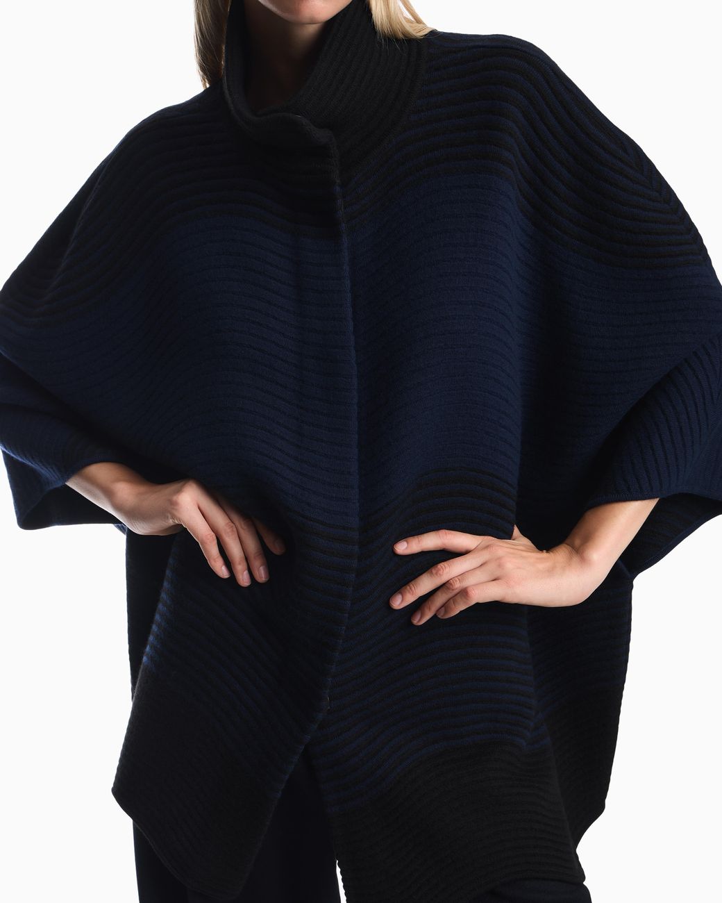 Emporio Armani Blue High Neck Cape