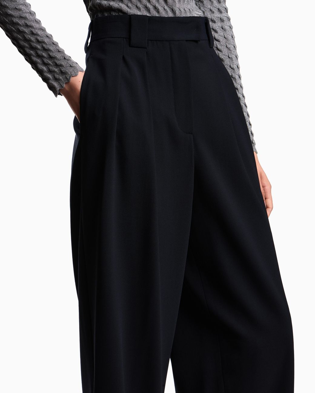 Emporio Armani Black Pleated Trousers