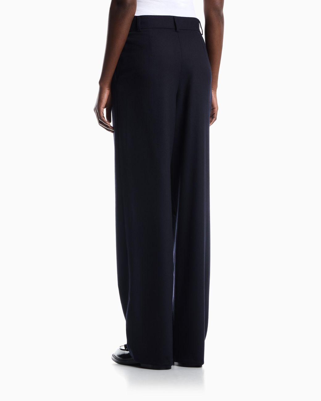 Emporio Armani Blue Pleated Wool Flannel Pants Signature Capsule