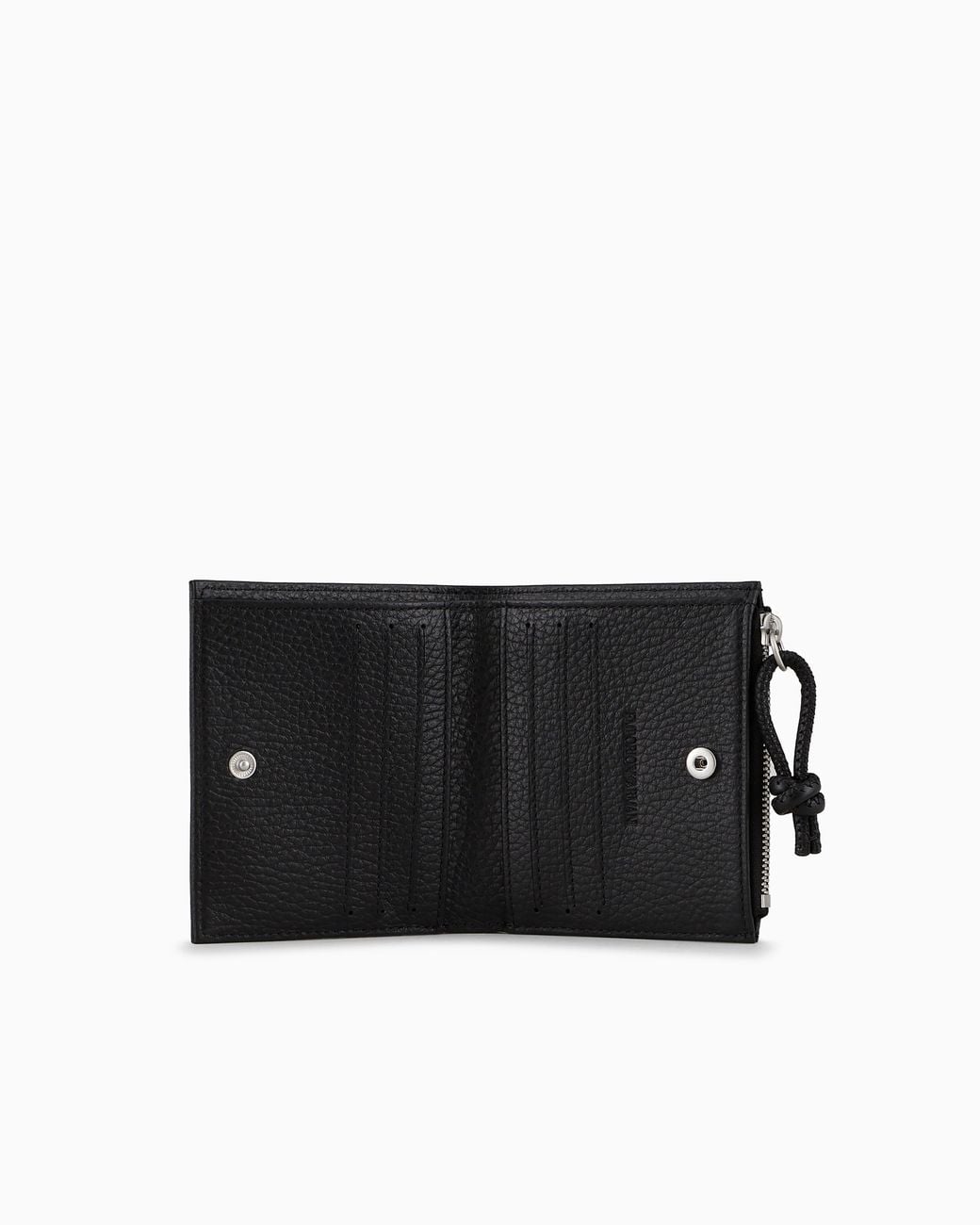 Emporio Armani Black Zipped, Tumbled-Leather Card Holder for men