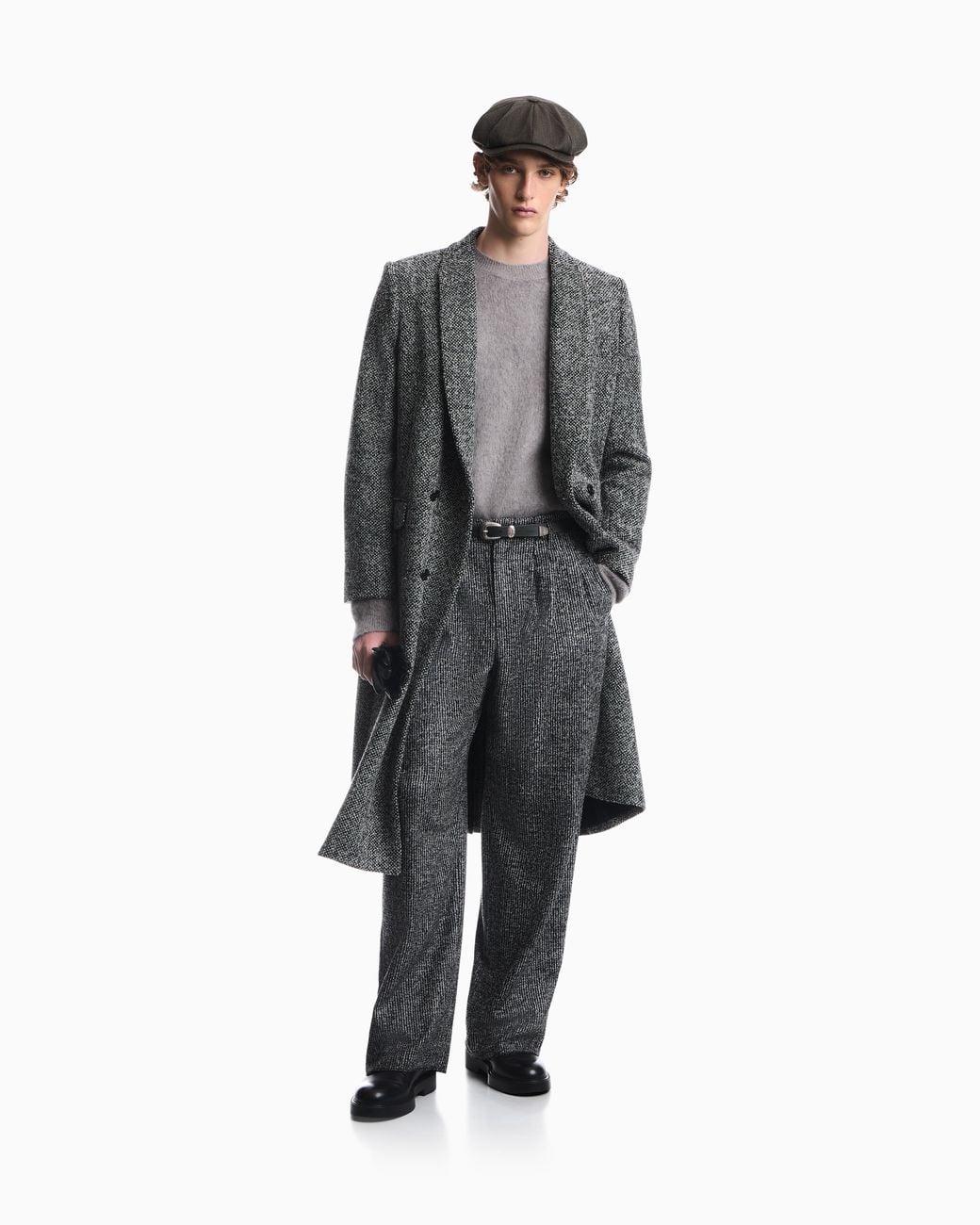 Emporio Armani Gray Brushed Mohair Blend Wool Sweater for men