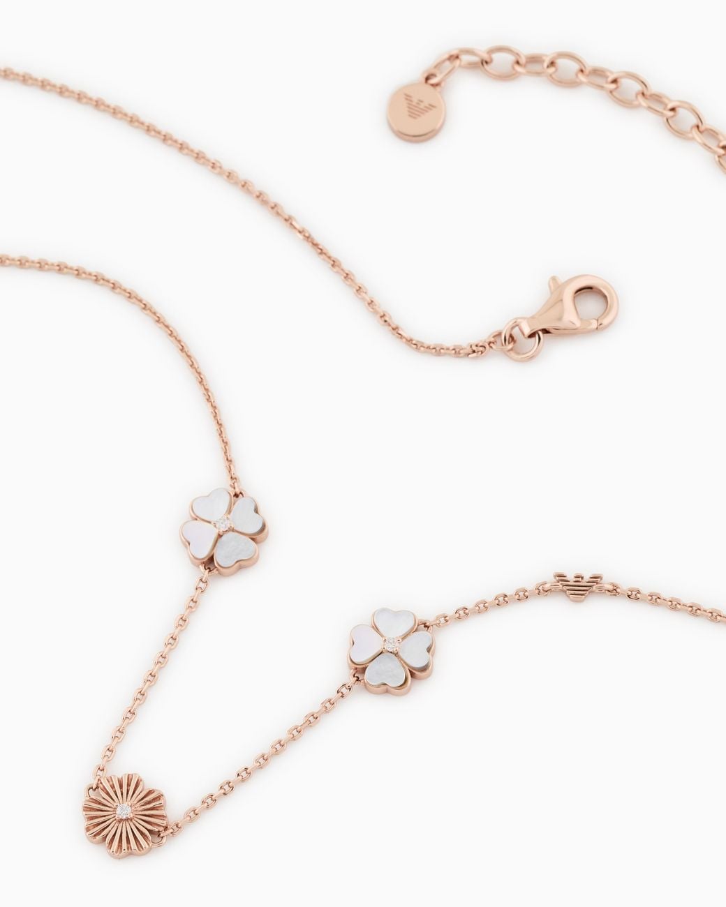Emporio Armani White Mother Of Pearl Clover Necklace