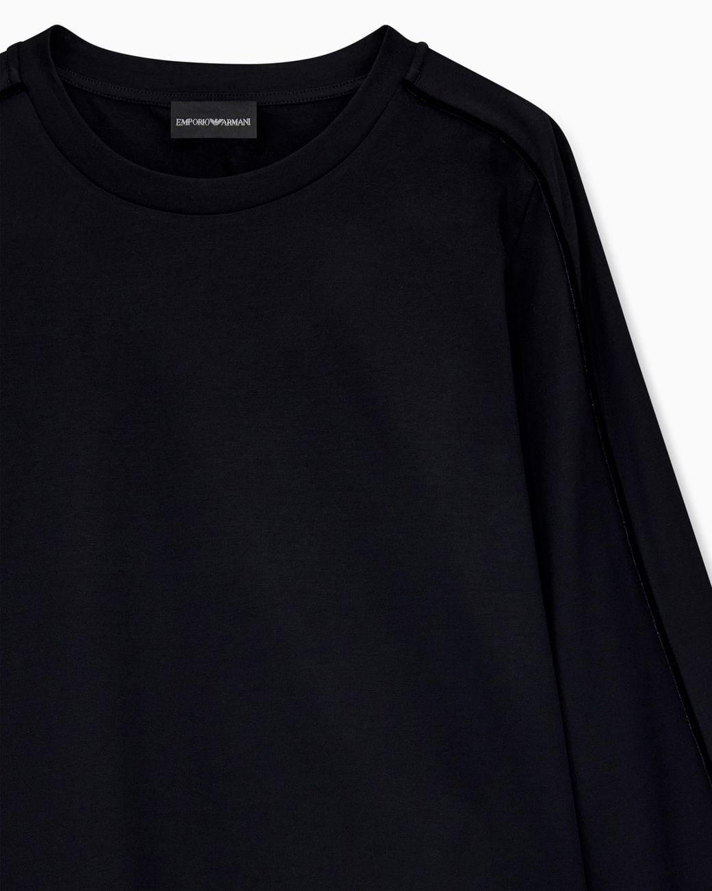 Emporio Armani Blue Mercerized Jersey Shirt With Chenille Tape Travel Essential