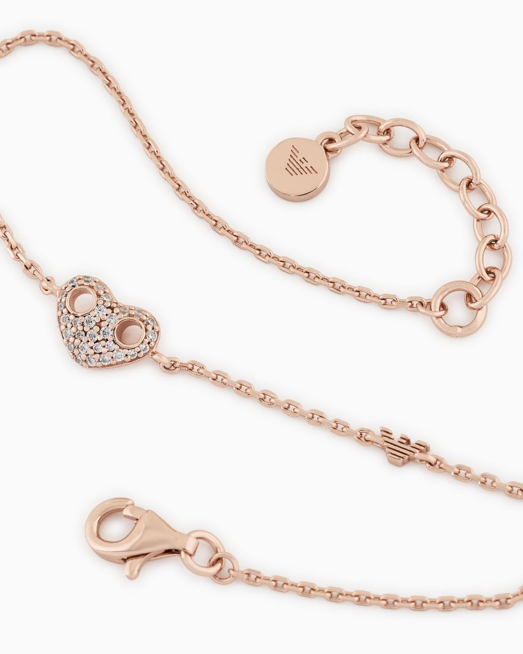 Emporio Armani White Rose-Tone Sterling Heart Bracelet