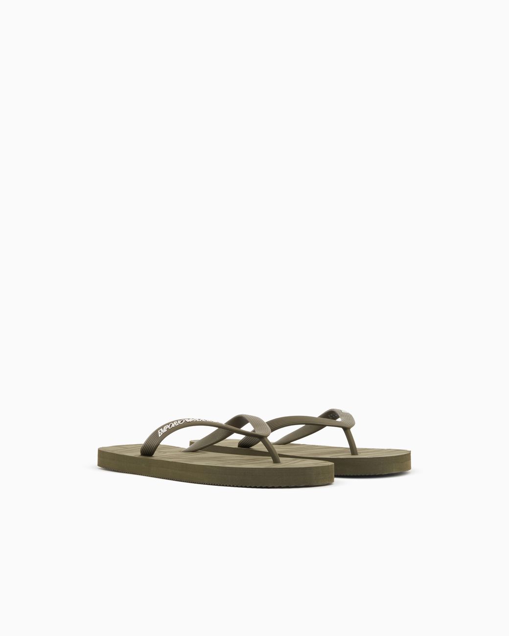 Emporio Armani White Rubber Flip-Flops With Logo
