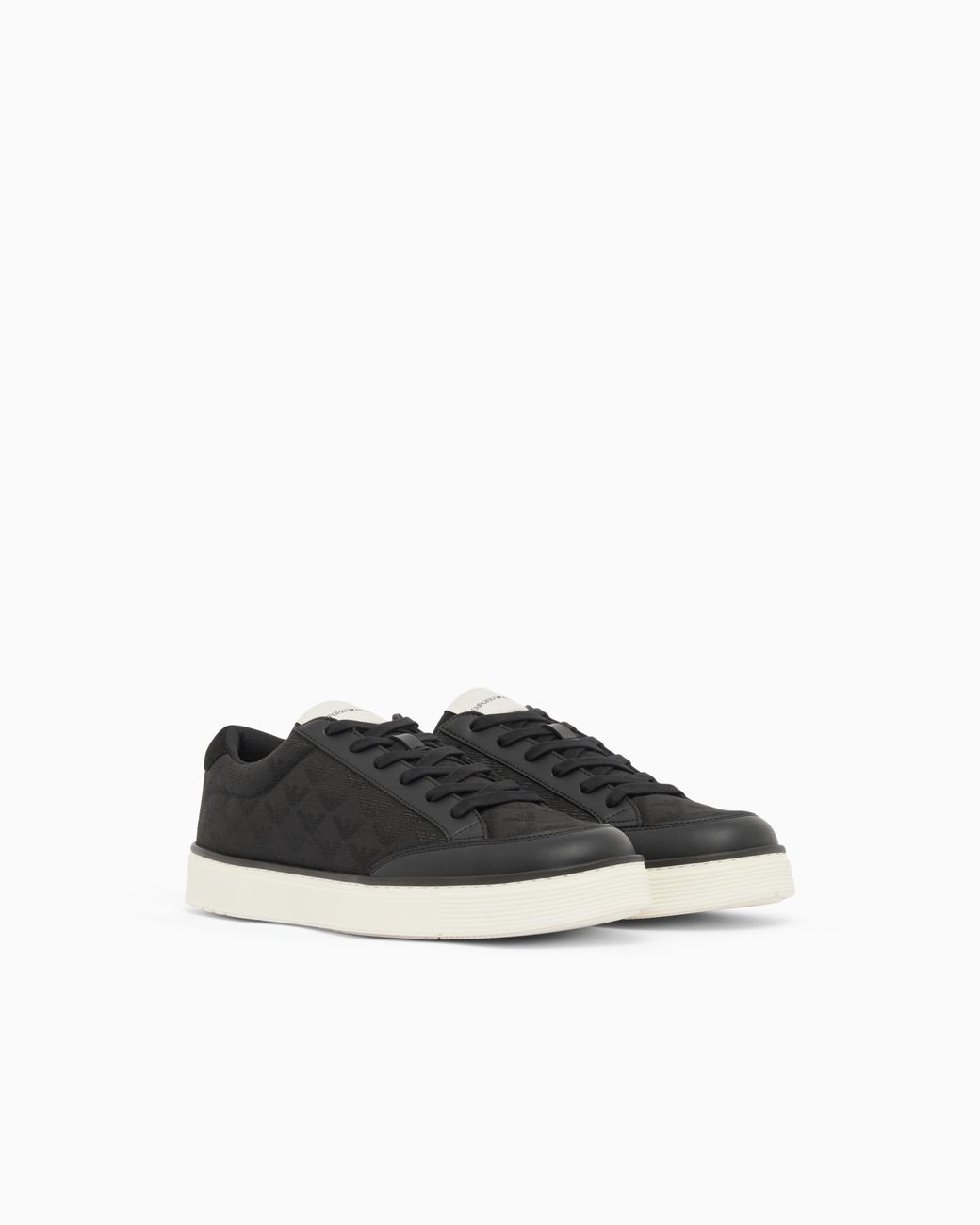 Emporio Armani White Jacquard Sneakers With An All-Over Eagle for men