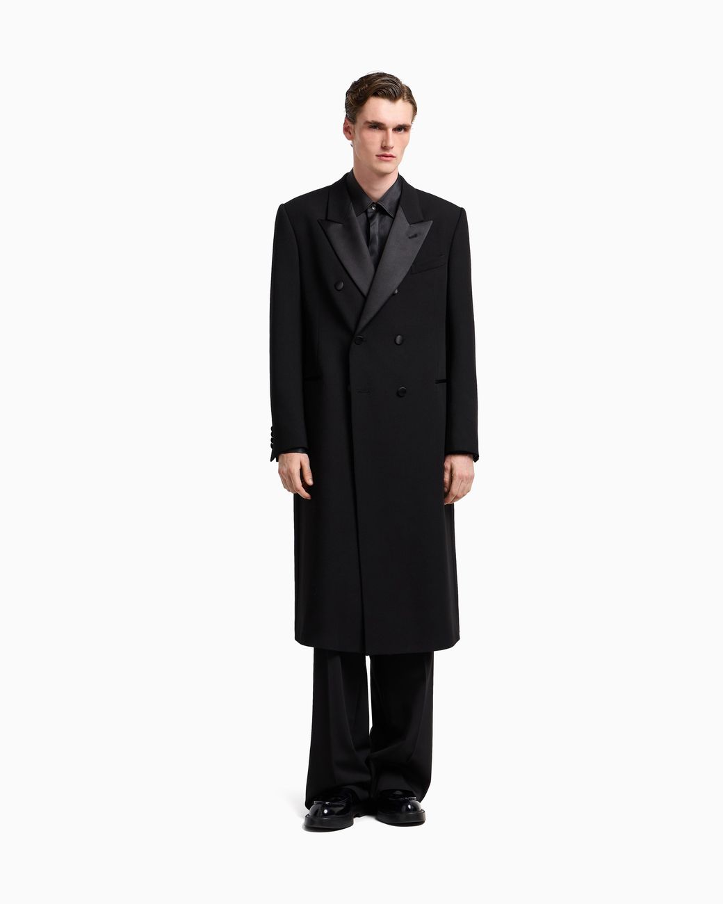 Emporio Armani Black Double-Breasted Coat for men