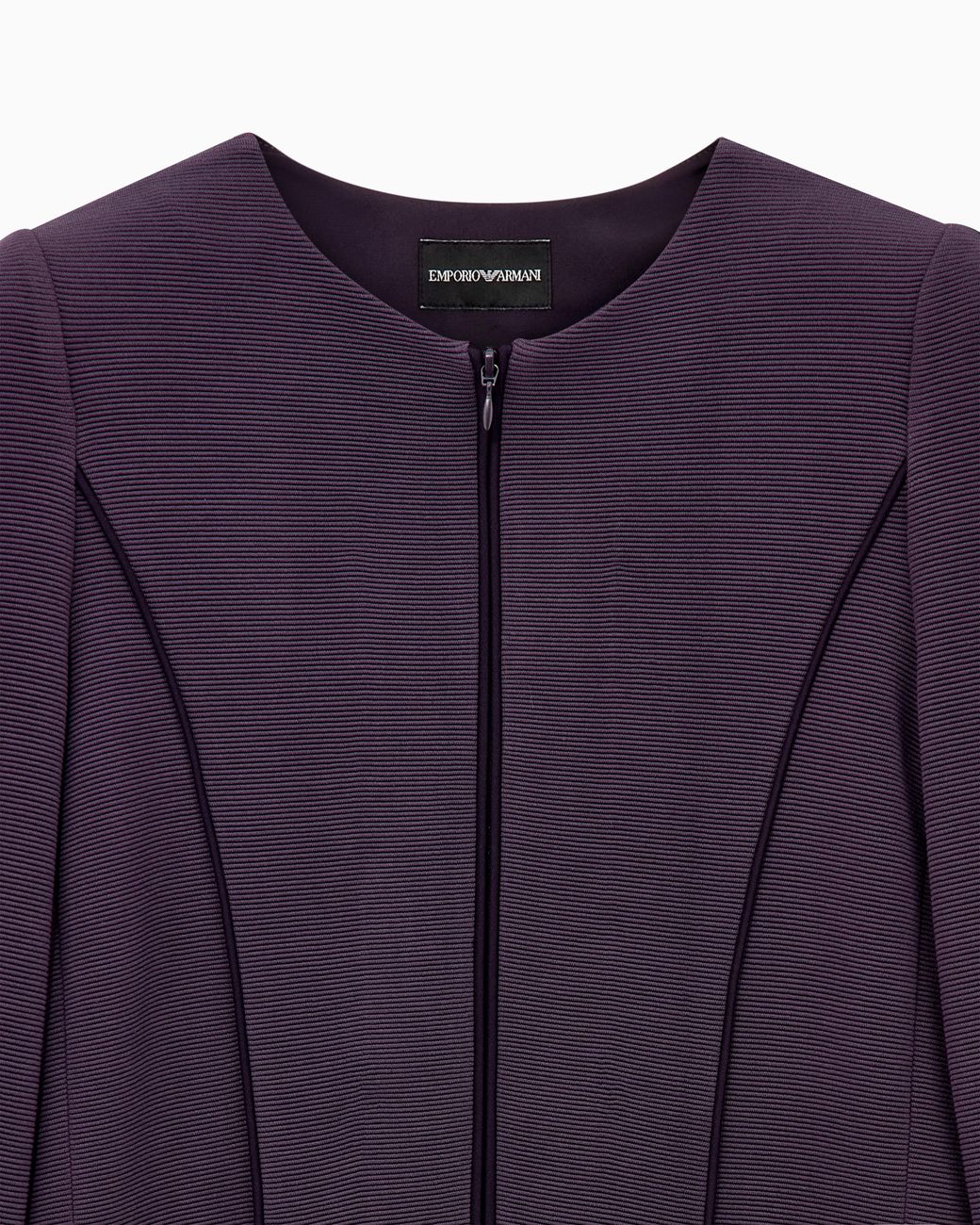 Emporio Armani Purple Slim Fit Ottoman Jersey Blazer With Round Neck And Front Zip