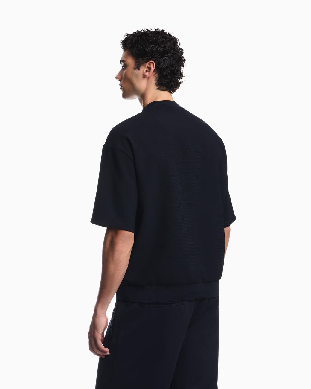 Emporio Armani Blue Icon 3D Piqué-Effect Crêpe Jersey T-Shirt for men