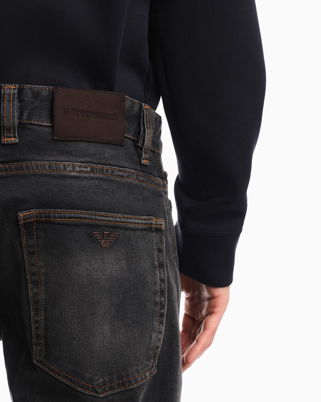 Emporio Armani Gray Straight-Leg Five-Pocket Denim Jeans With A Faded Effect for men