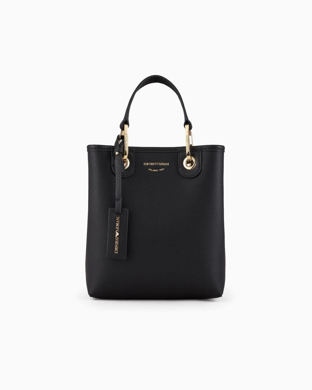 Emporio Armani Black Deer-Print Myea Vertical Shopper Bag