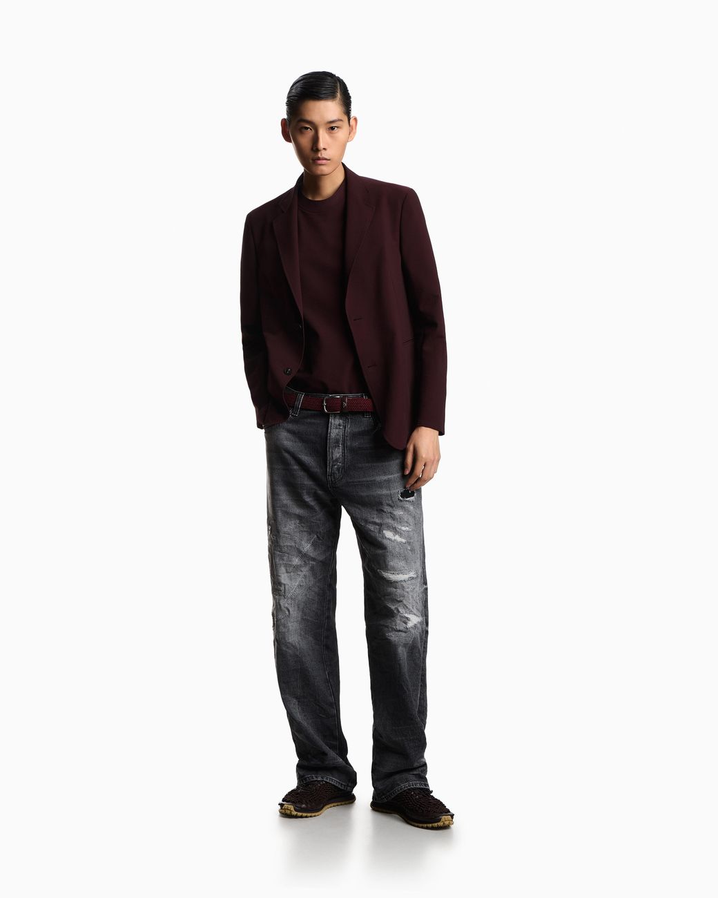 Emporio Armani Gray Five-Pocket Distressed Jeans With A Relaxed Straight Fit for men