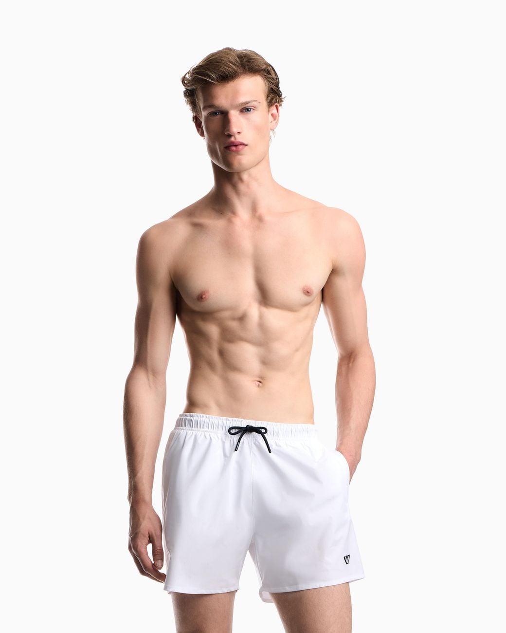 Emporio Armani White Essential Swim Shorts for men