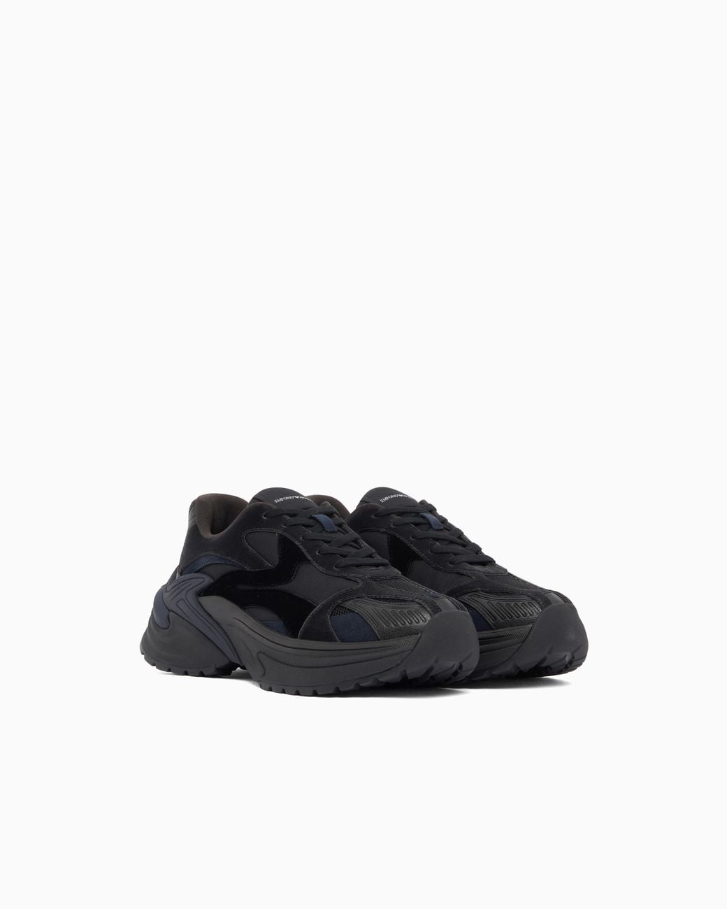 Emporio Armani Blue Sneakers With Mesh Suede And A Chunky Rubber Sole for men