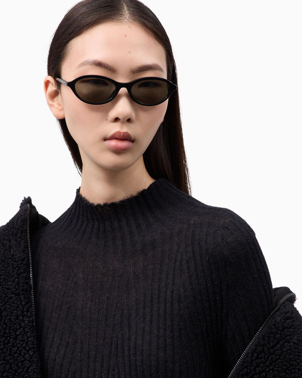 Emporio Armani White Oval-Shape Sunglasses