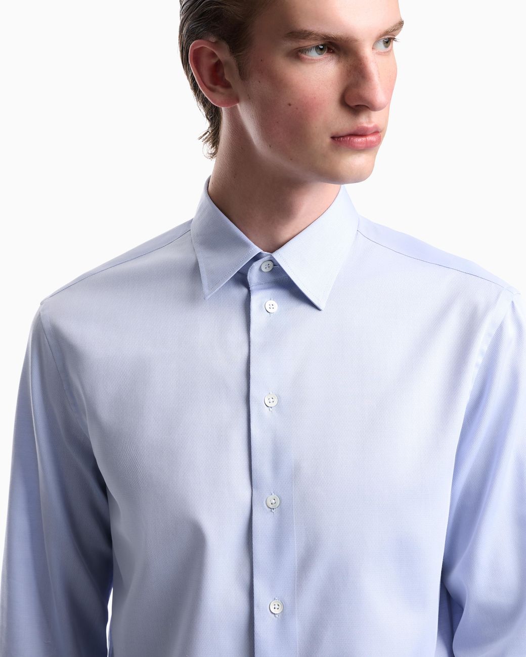 Emporio Armani White Cotton Dress Shirt With A Pointed Collar And Buttoned Cuffs for men