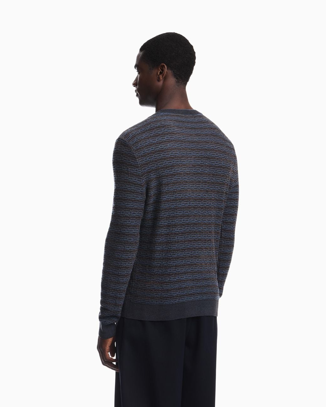 Emporio Armani Blue Signature Capsule Collection Jacquard Virgin-Wool Jumper for men