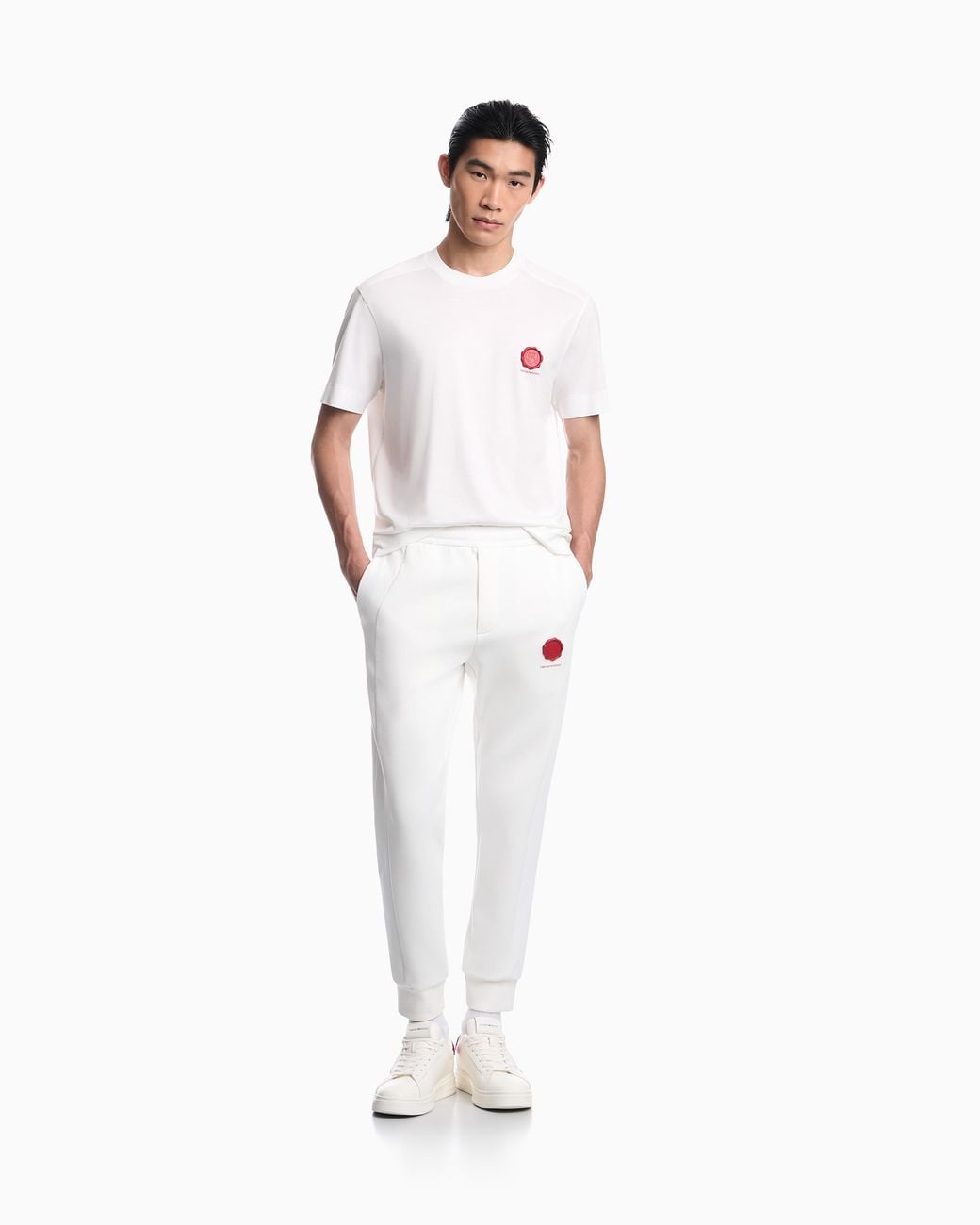 Emporio Armani White Double Jersey Jogger Trousers Valentine's Day Capsule for men