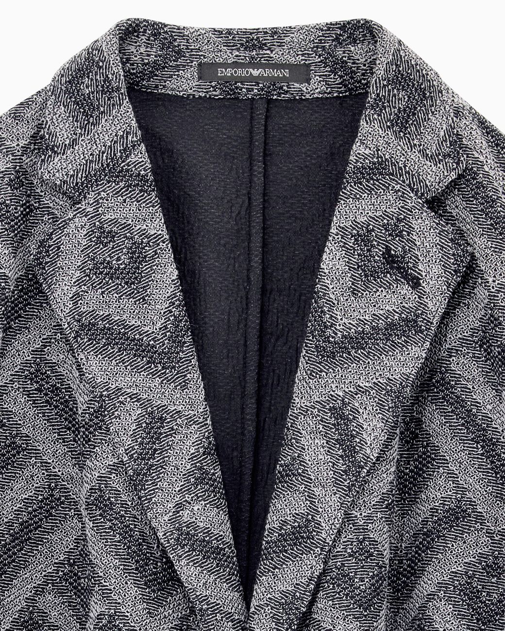 Emporio Armani Gray Knit Effect Jersey Blazer With Geometric Pattern Signature Capsule for men