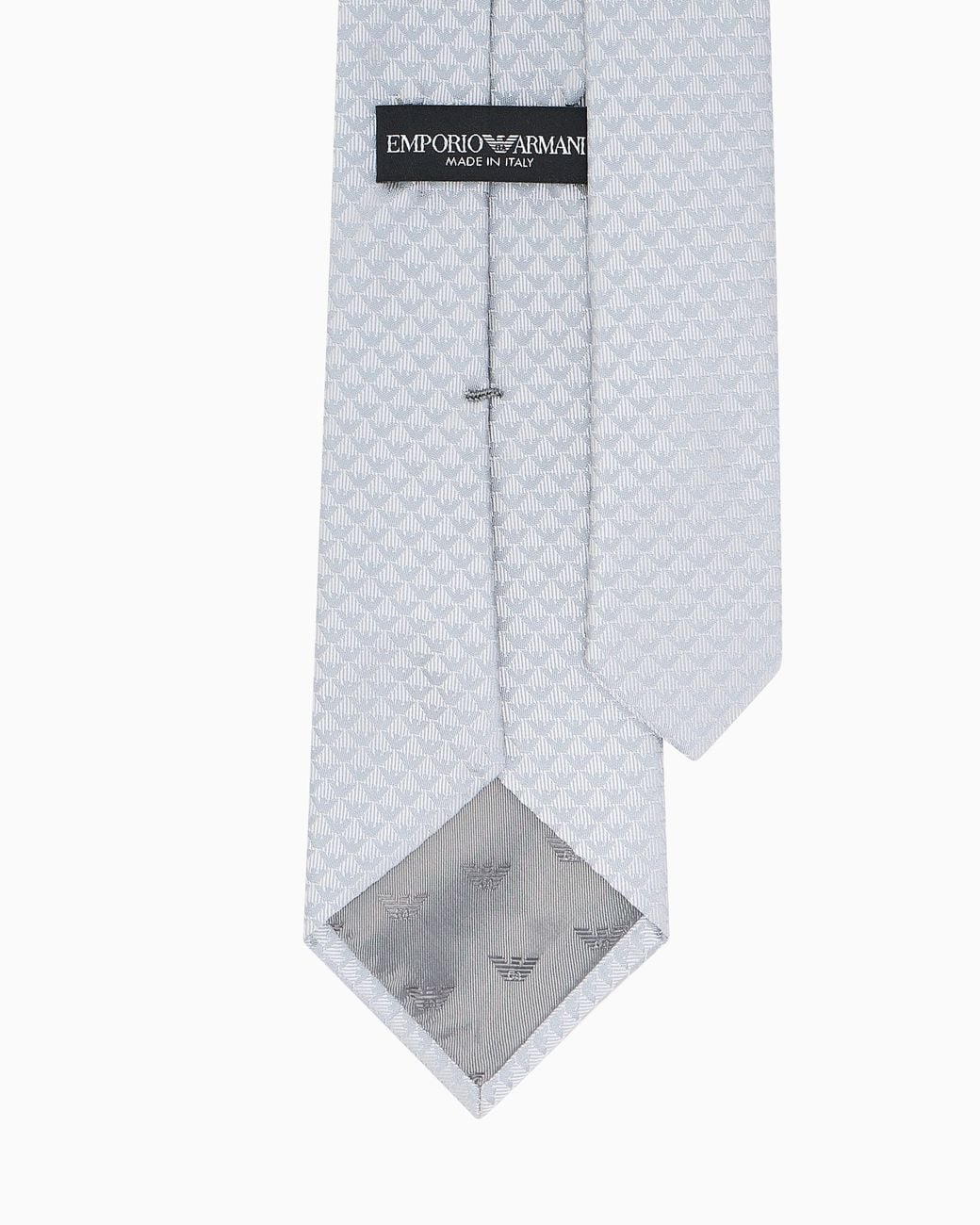 Emporio Armani White Pure Silk Tie With Jacquard Monogram for men