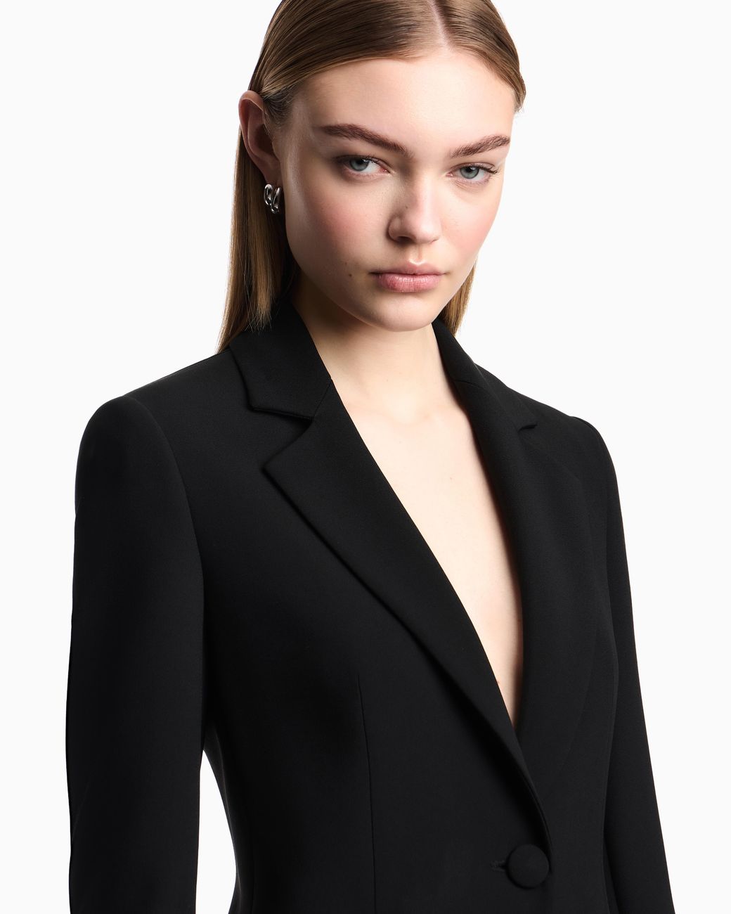 Emporio Armani Black Cady Crepe Jacket With Lapels