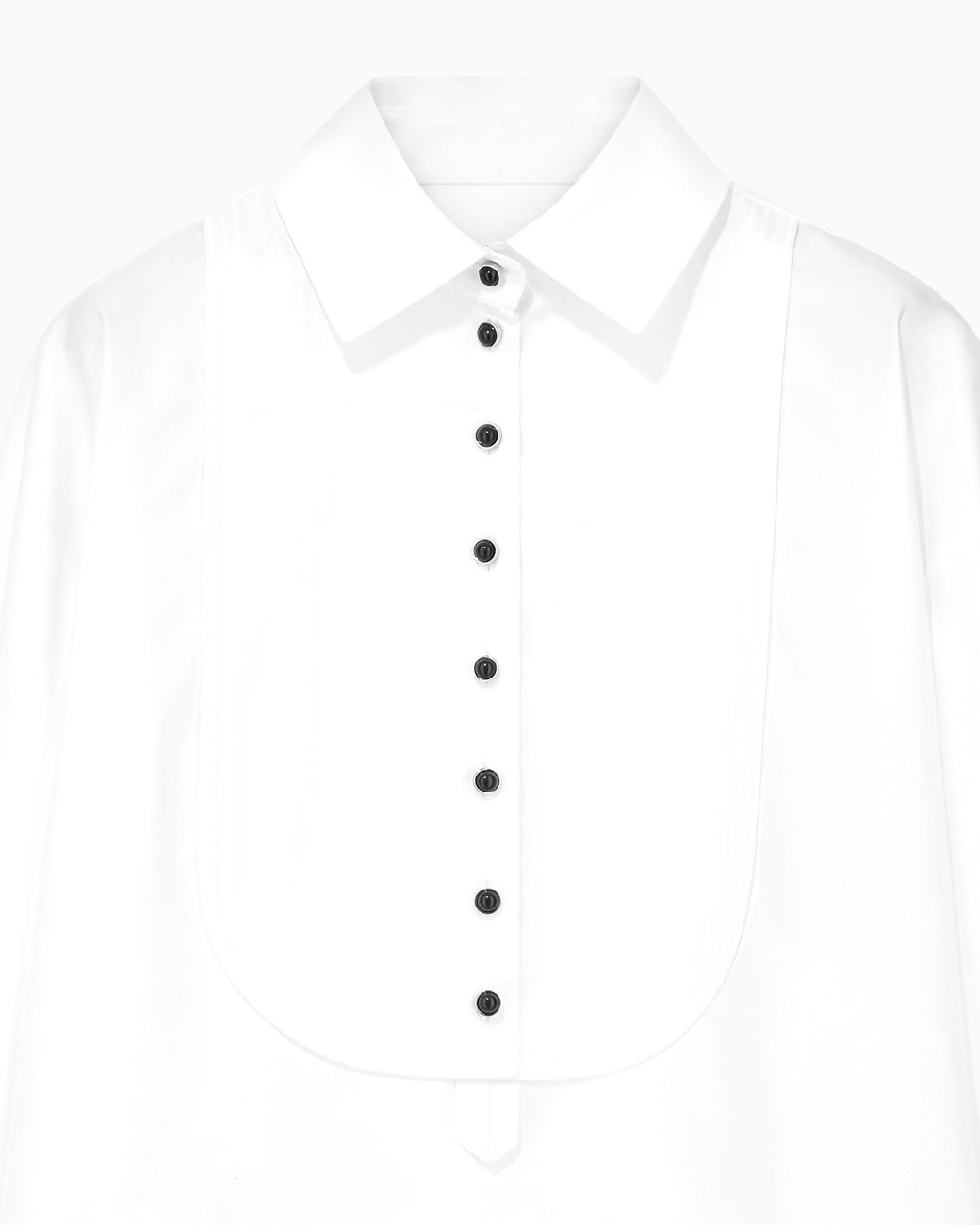 Emporio Armani White Oversized Levantine Cotton Shirt With Bib Front