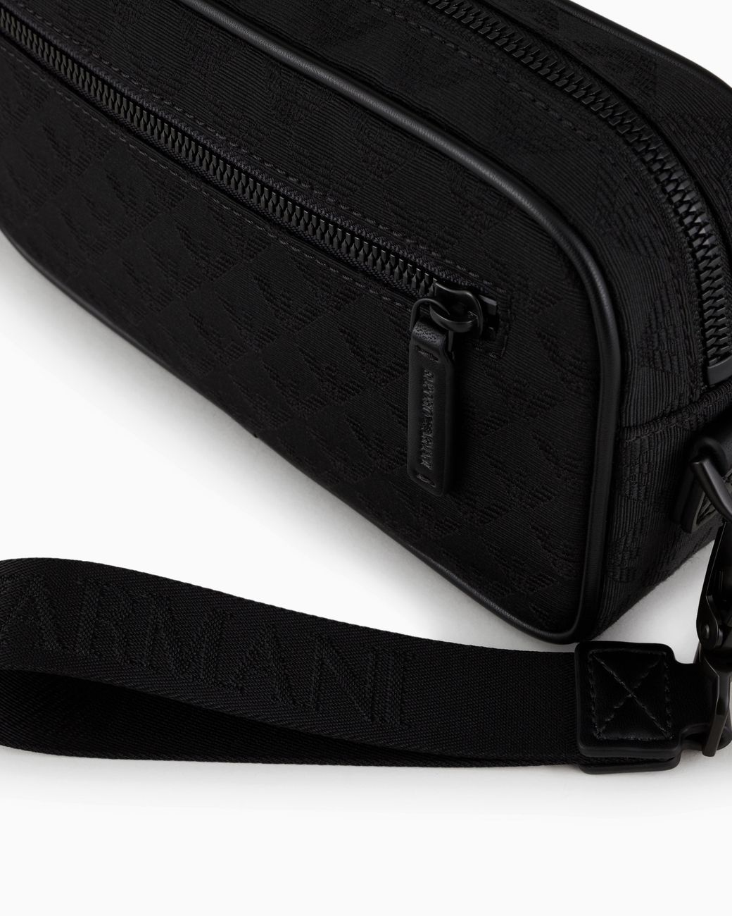 Emporio Armani Black Nylon Washbag With All-Over Jacquard Eagle for men
