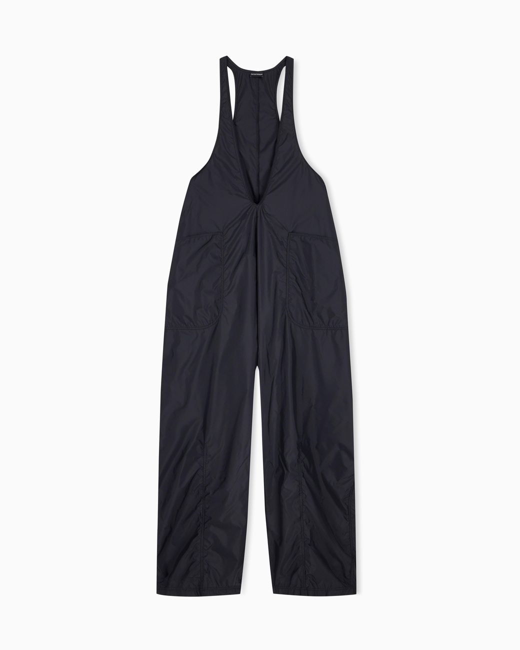 Emporio Armani Blue Nylon V-Neck Jumpsuit