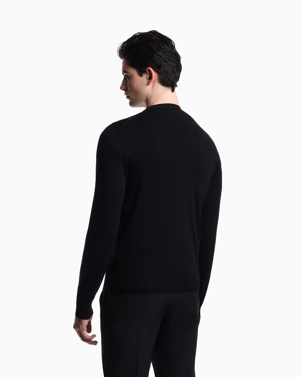 Emporio Armani Black Pure Virgin Wool V-Neck Cardigan for men