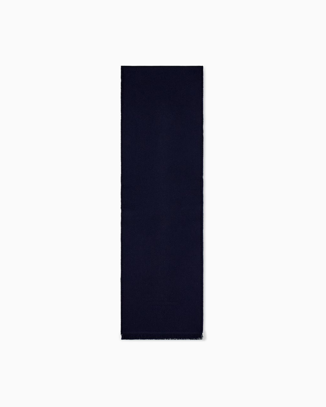 Emporio Armani Blue Virgin Wool Scarf With A Woven Logo And Fringed Edges for men