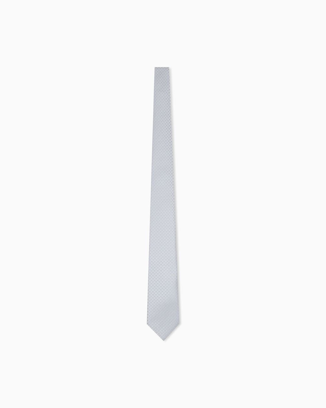 Emporio Armani White Pure Silk Tie With Jacquard Monogram for men