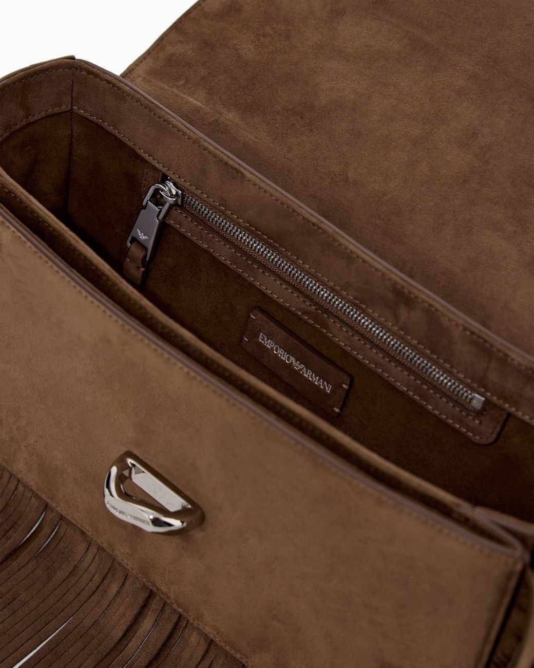 Emporio Armani Brown Shoulder Bag With Fringe Boteh Capsule