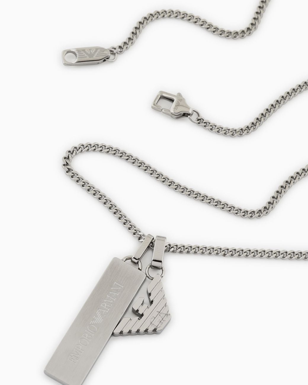 Emporio Armani Metallic Stainless Steel Dog Tag Necklace for men
