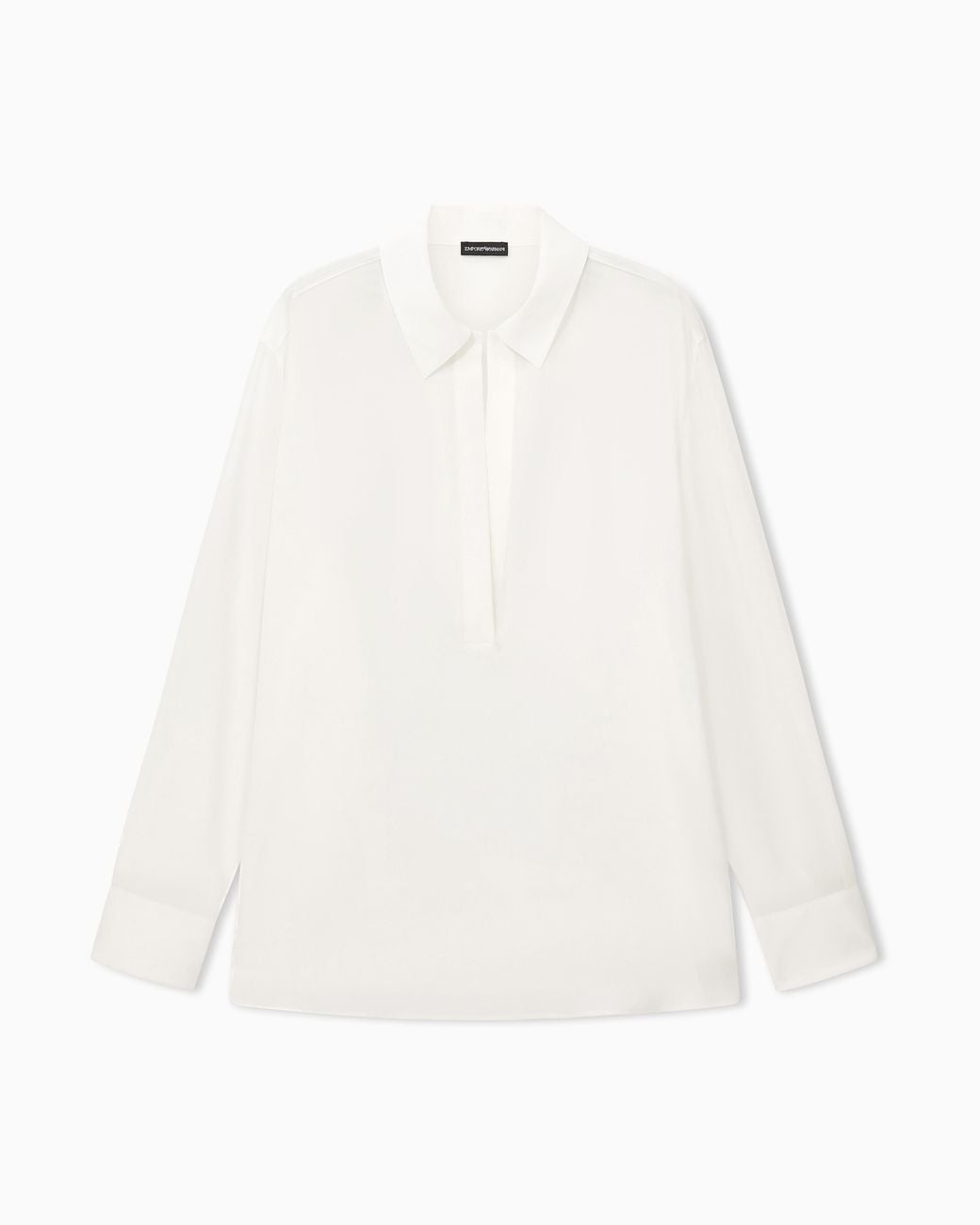 Emporio Armani White Silk Crepe De Chine Shirt With A Concealed Button Placket