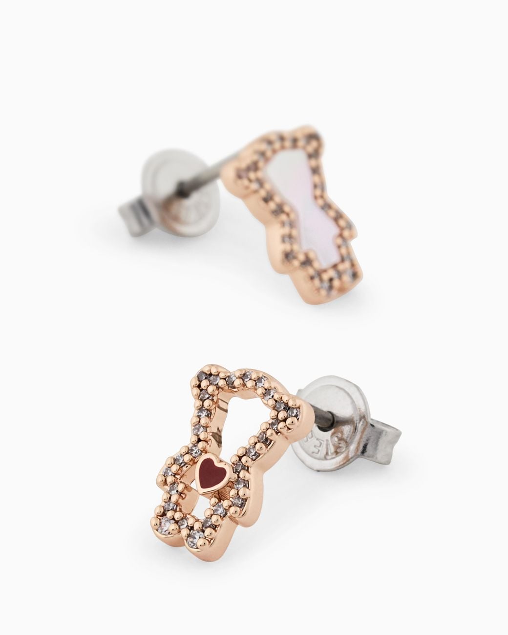 Emporio Armani White Rose-Tone Brass Stud Earrings