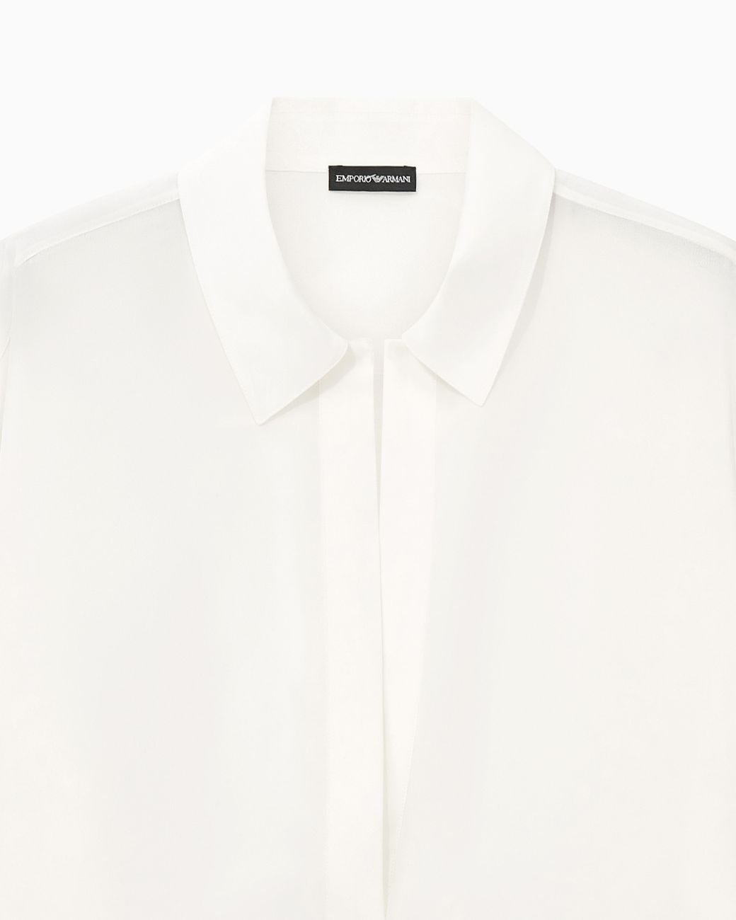 Emporio Armani White Silk Crepe De Chine Shirt With A Concealed Button Placket