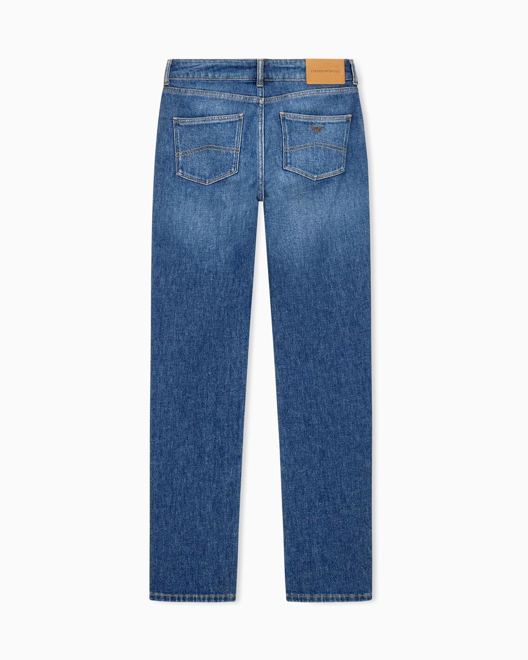 Emporio Armani Blue Slim-Fit Five-Pocket Comfort Denim Jeans With A Used Look