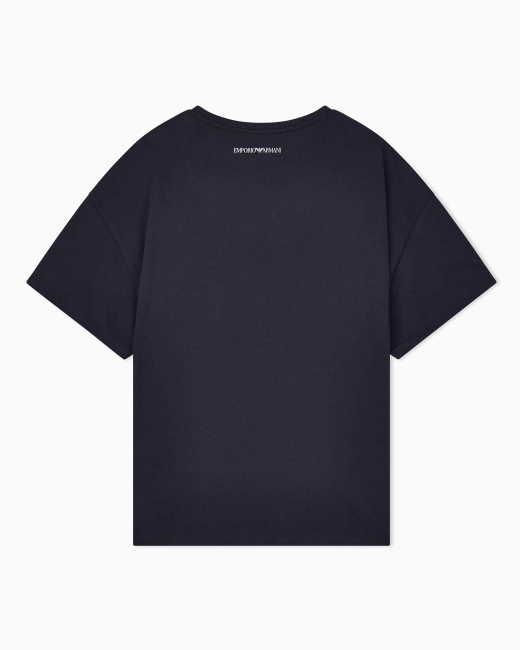 Emporio Armani Blue Pima T-Shirt With Maxi Eagle Logo And Short Sleeves