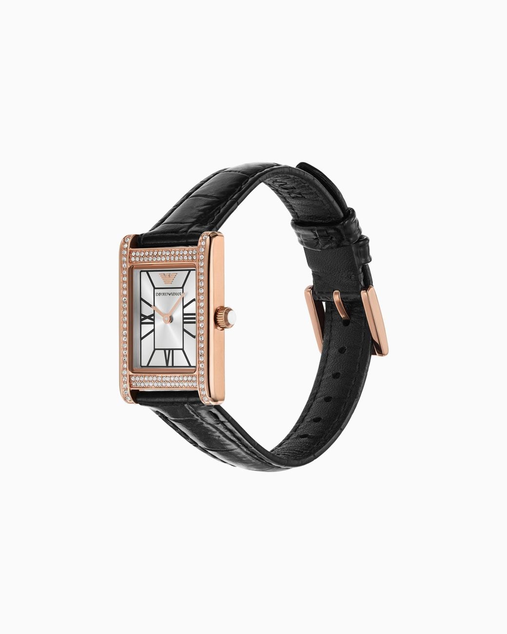 Emporio Armani White Two-Hand Leather Watch