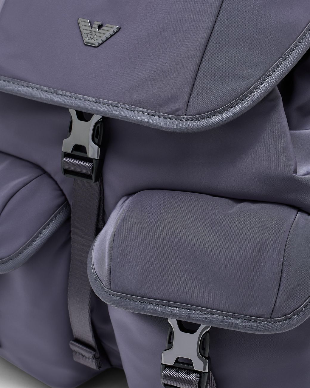 Emporio Armani Blue Backpack With A Metallic Logo Flap And Two Buckle Pockets for men